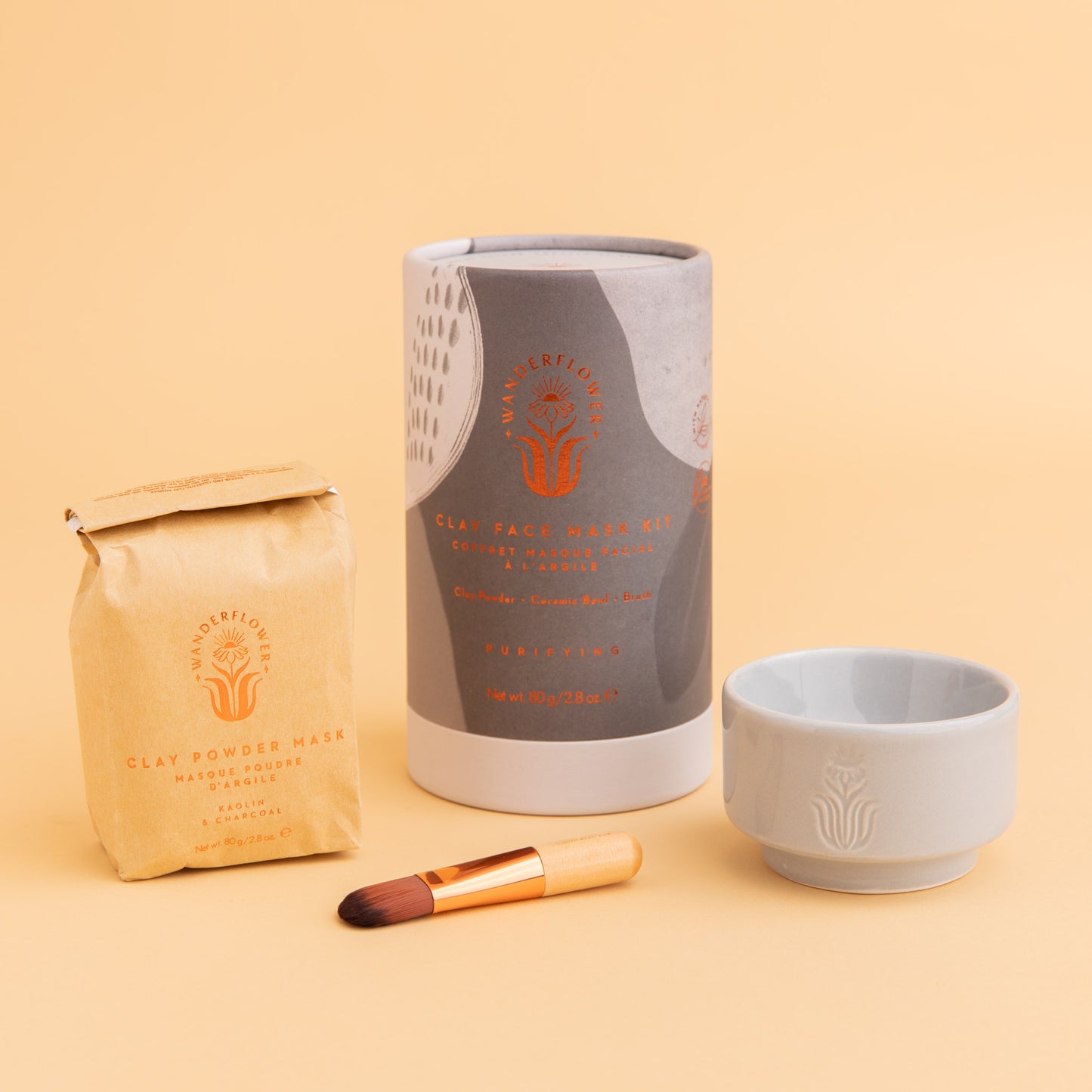 Wanderflower - Clay Face Mask Kit Grey